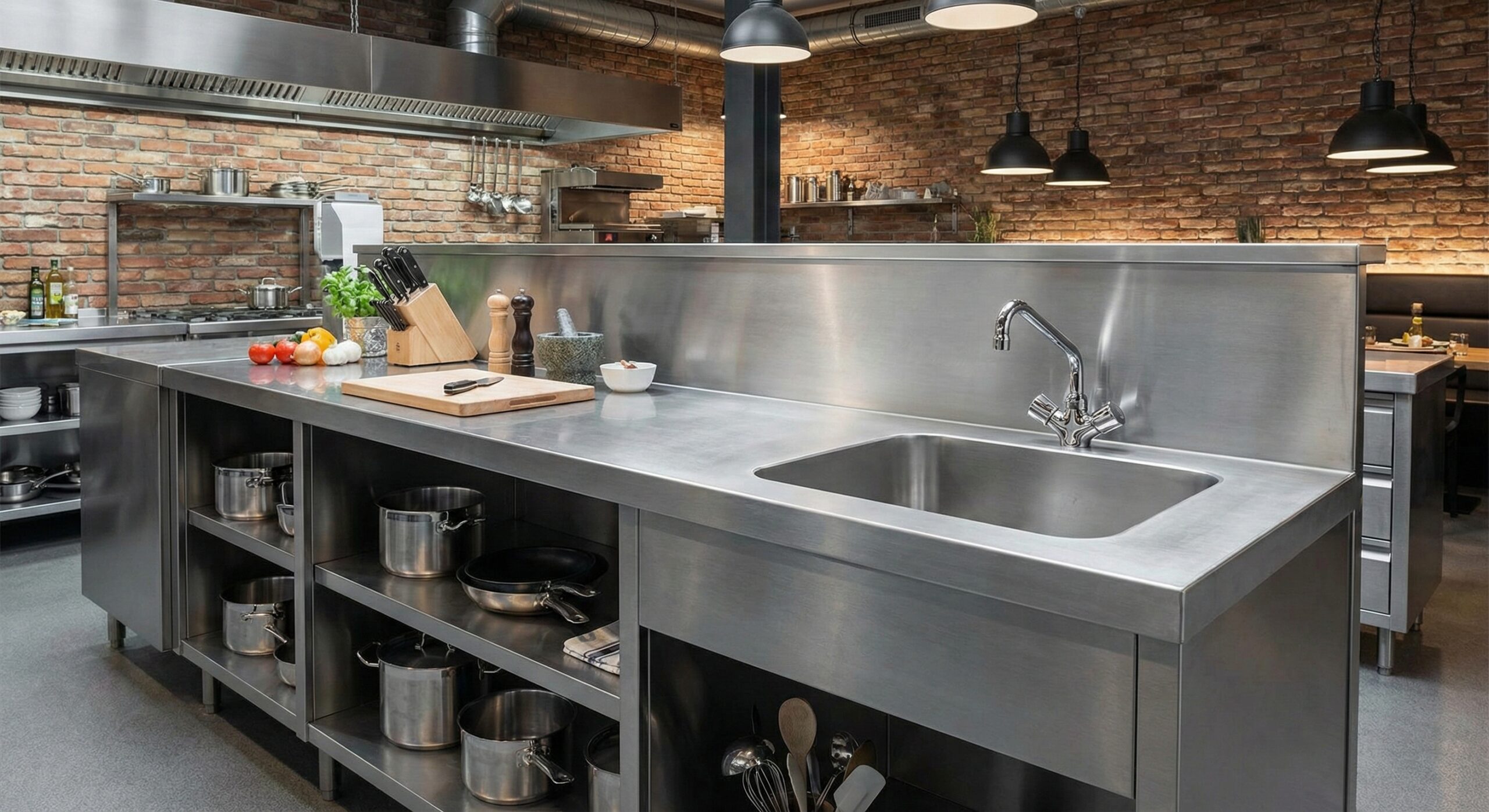 Profesyonel paslanmaz çelik endüstriyel mutfak