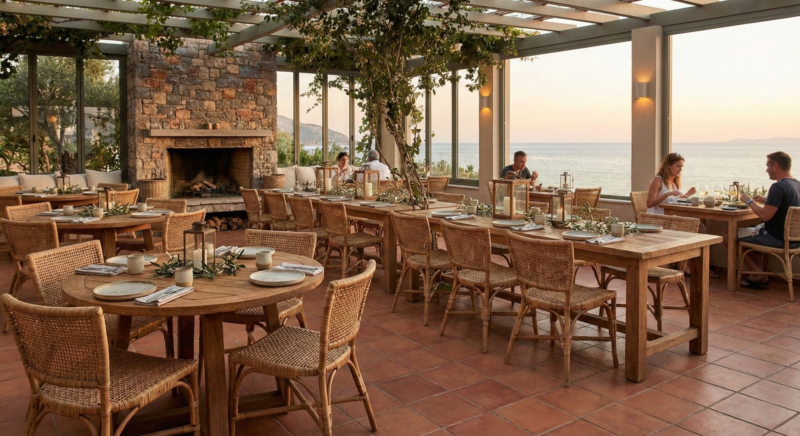 Şık restoran masa ve sandalye düzeni